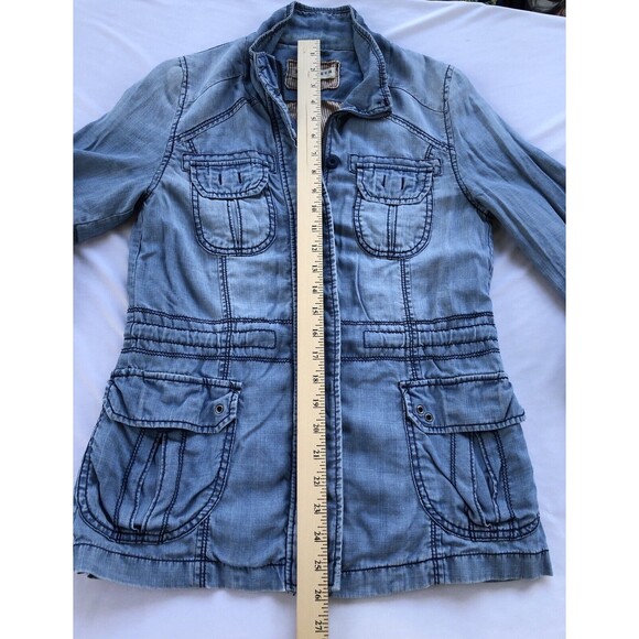 Anthropologie MARRAKECH Long Sleeve Zip Up Chambray Denim Jacket Size XS - Picture 4 of 9